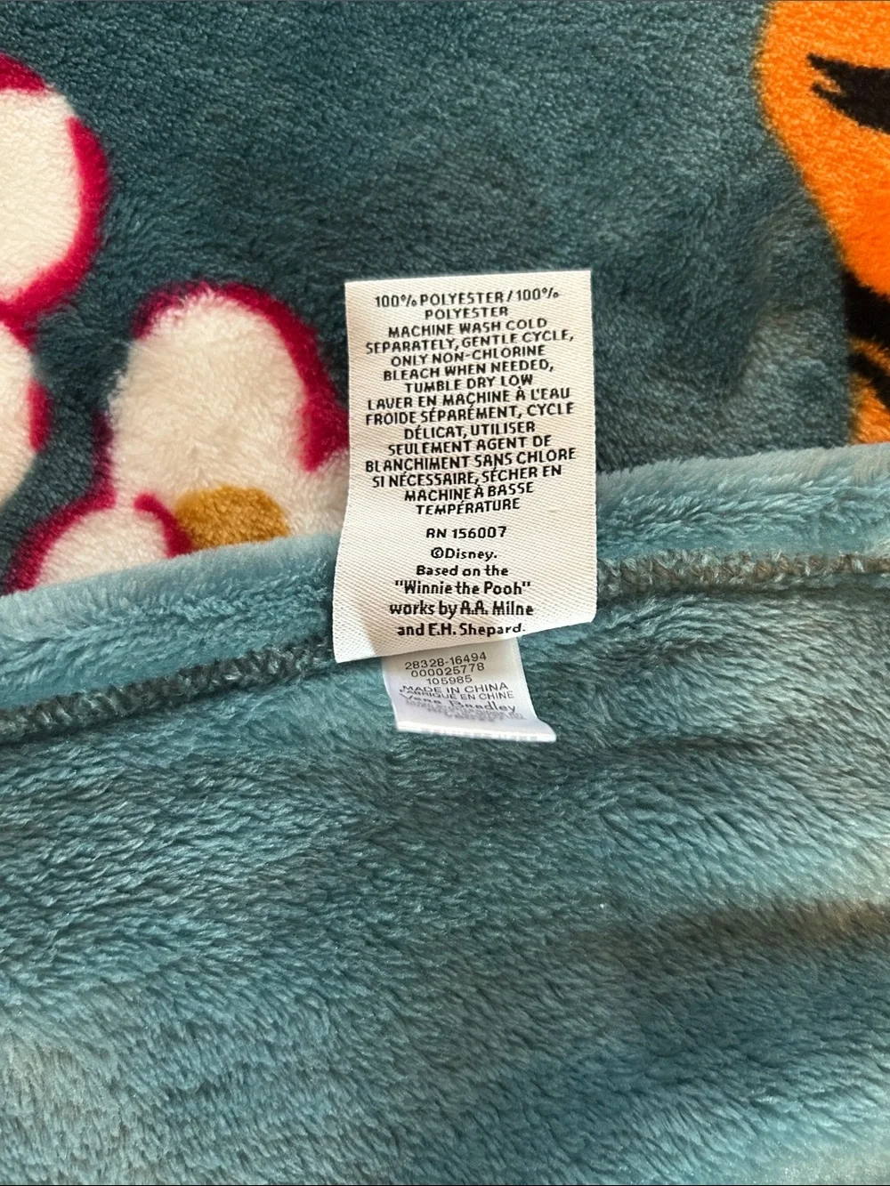 Vera Bradley Teal Floral Winnie the Pooh Throw Blanket 80”x50”
